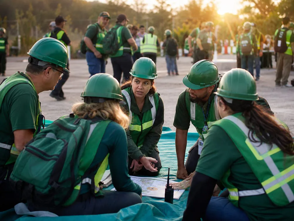 Equipo comunitario de respuesta en entrenamiento conjunto
