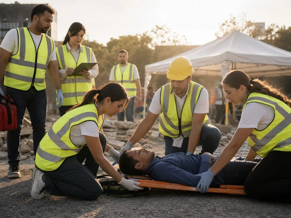 Simulacro de respuesta ante emergencias con equipo de voluntarios