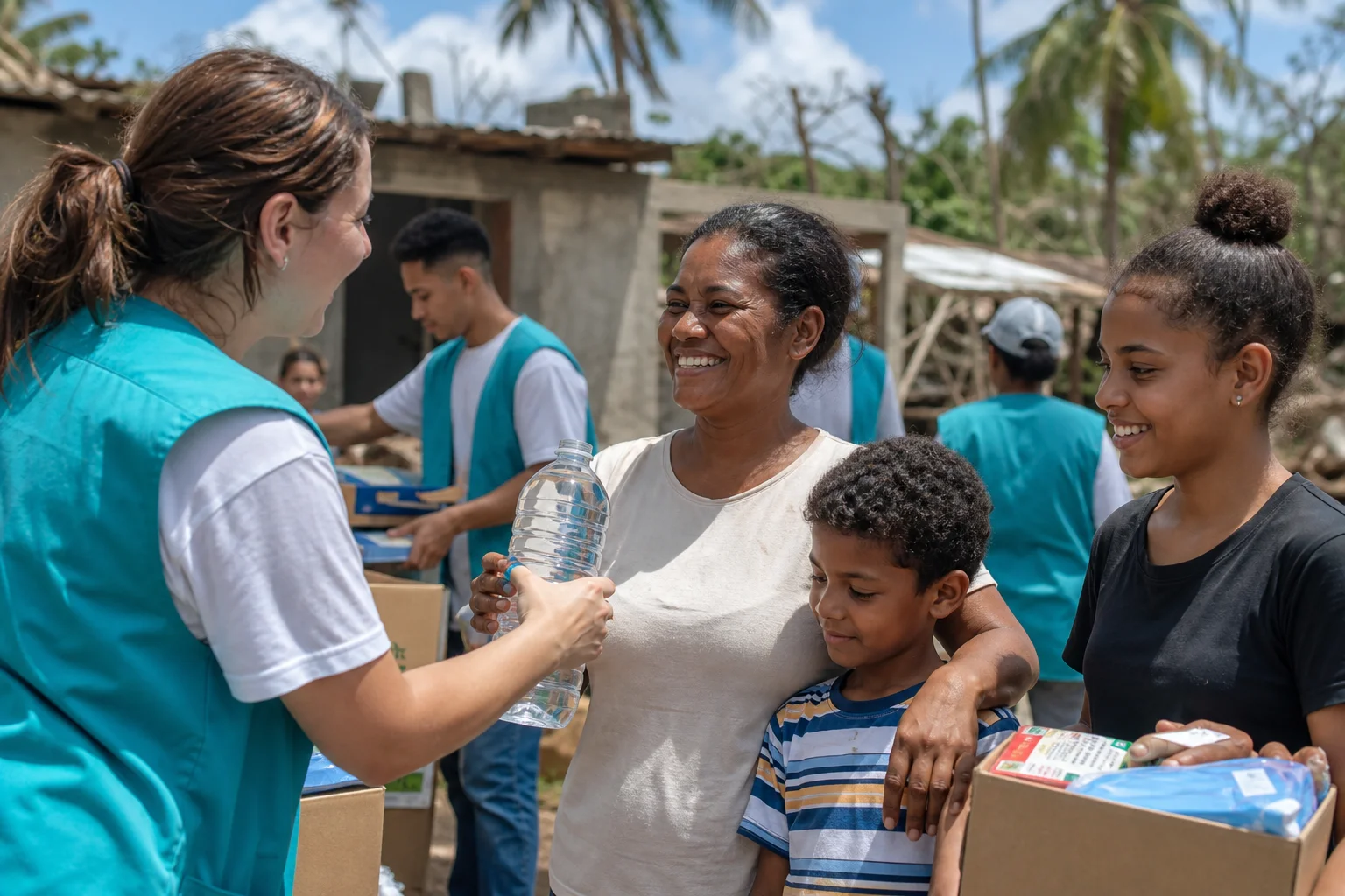 Voluntarios ayudan con dignidad a una familia dominicana en situación de emergencia comunitaria